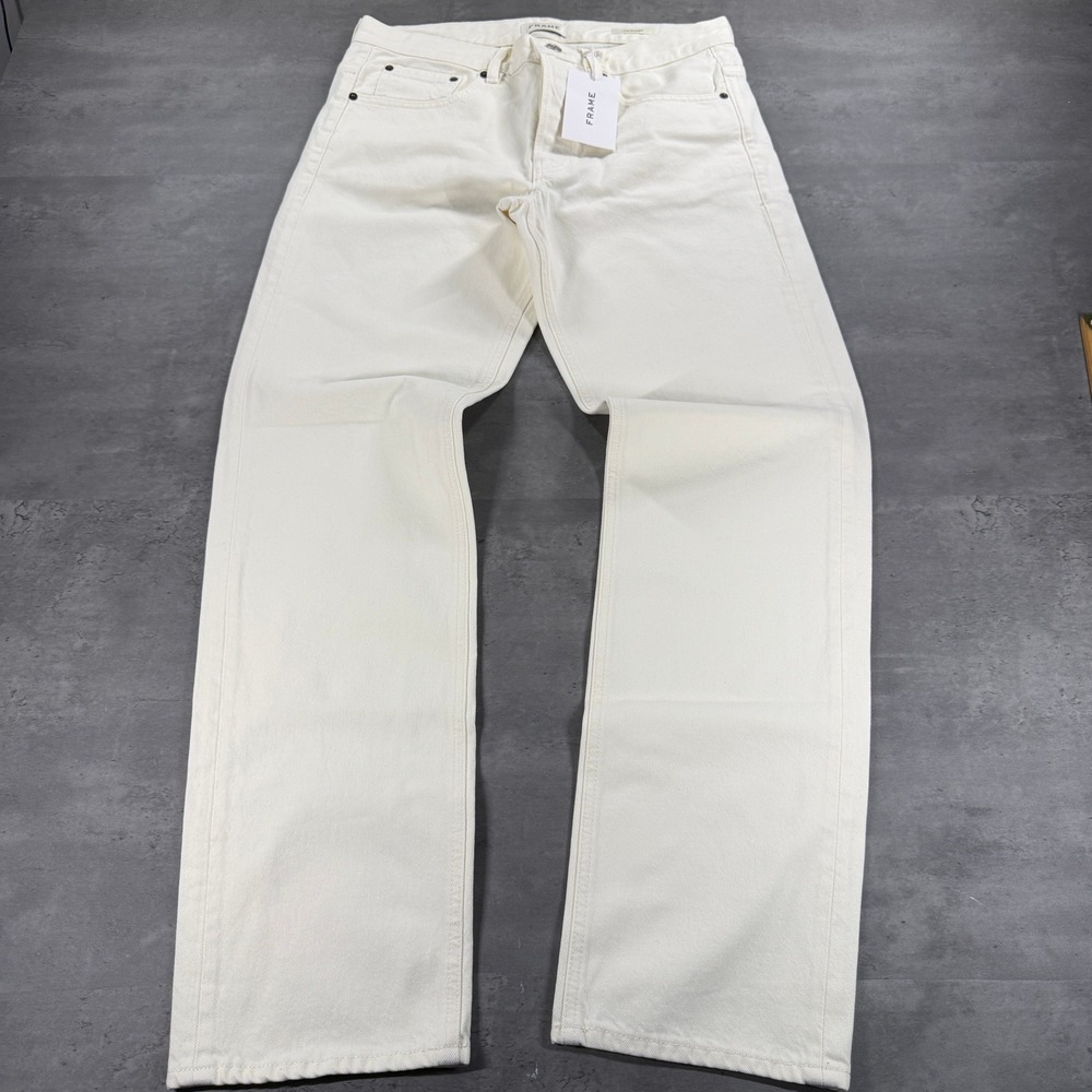 FRAME Jeans Mens 31 33x33 The Straight Off White Button Fly Denim NEW $268